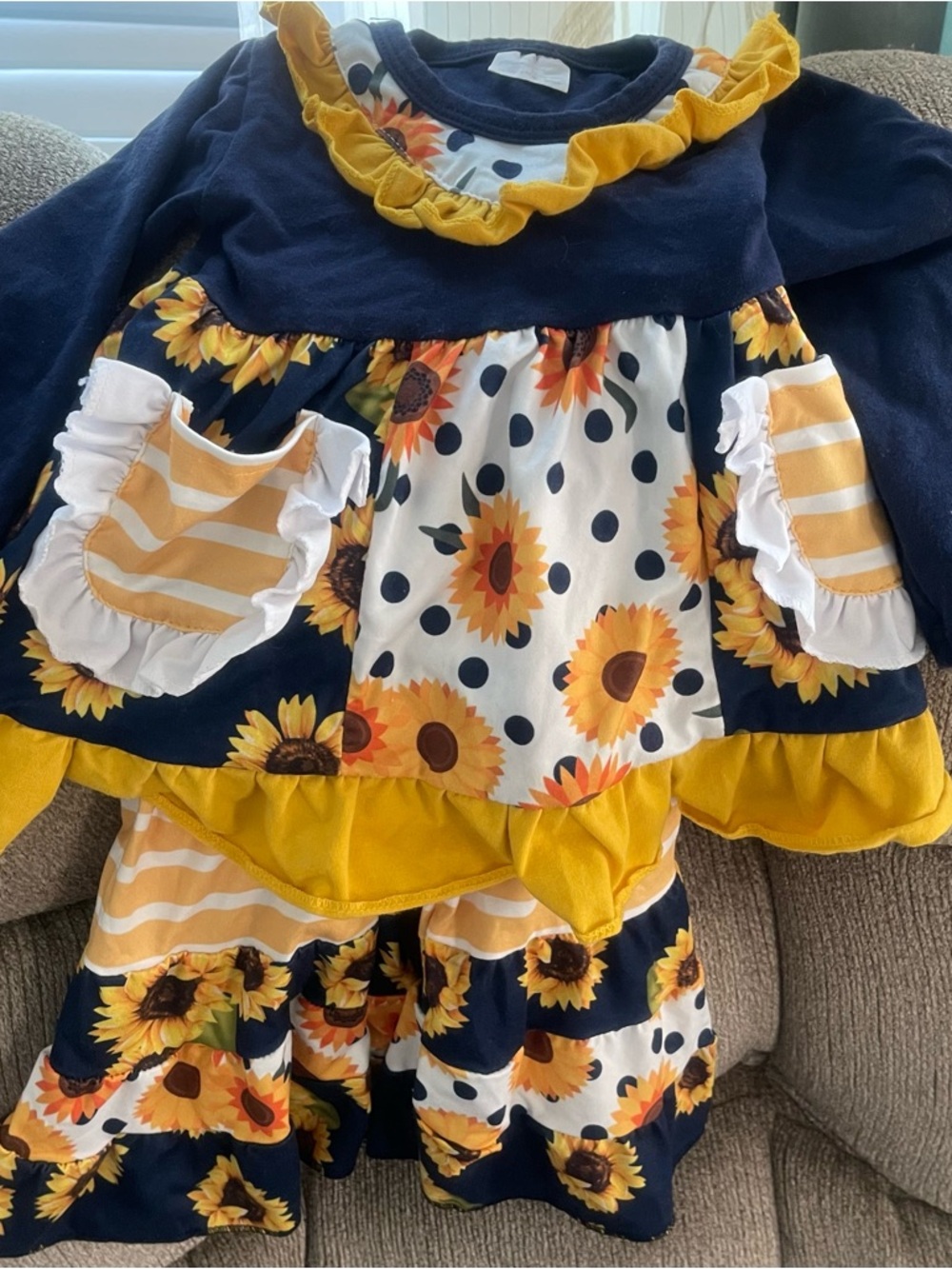 Sunflower Ruffle 2 Piece Set - Navy & Yellow